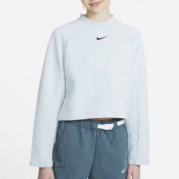 Nike Sportswear Tech Pack Fleece Cropped Sweatshirt Gray White Black Size XS - Picture 1 of 9
